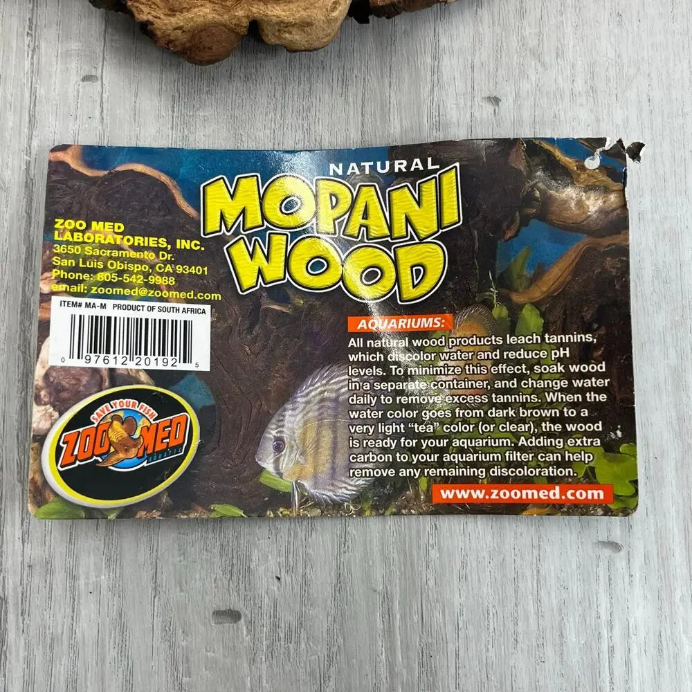 Zoo Med Mopani Wood Driftwood Natural Sinking Hardwood for Fish & Reptiles